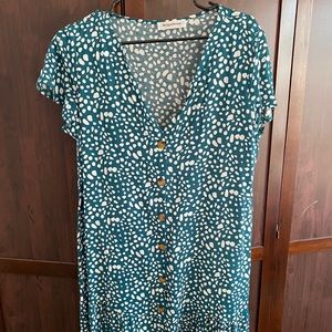 green animal print dress